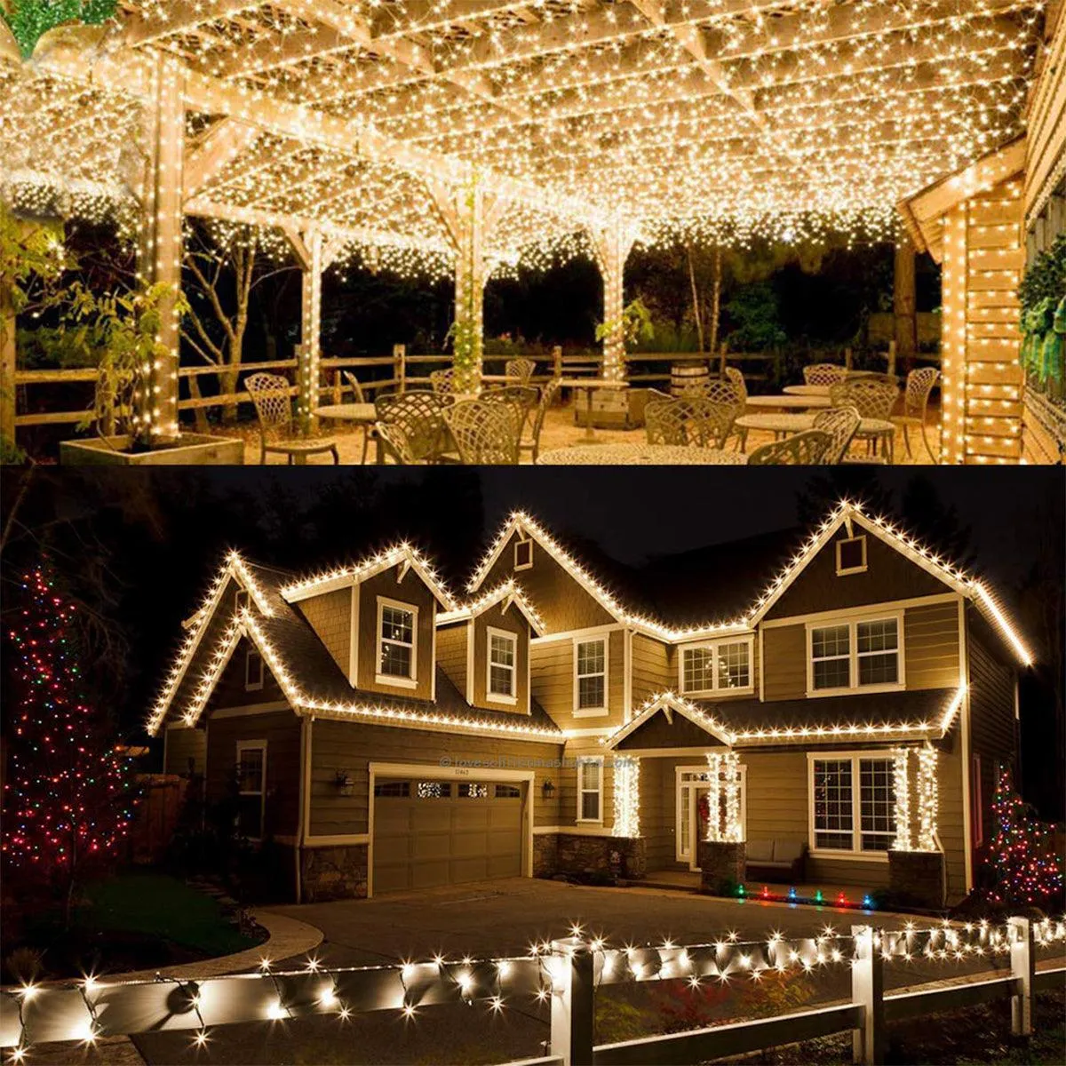 100 LED Solar Yellow String Light