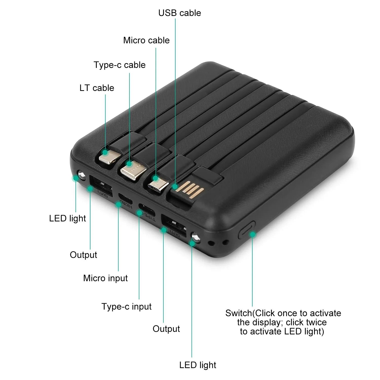1000mAh Portable Charger Power Bank
