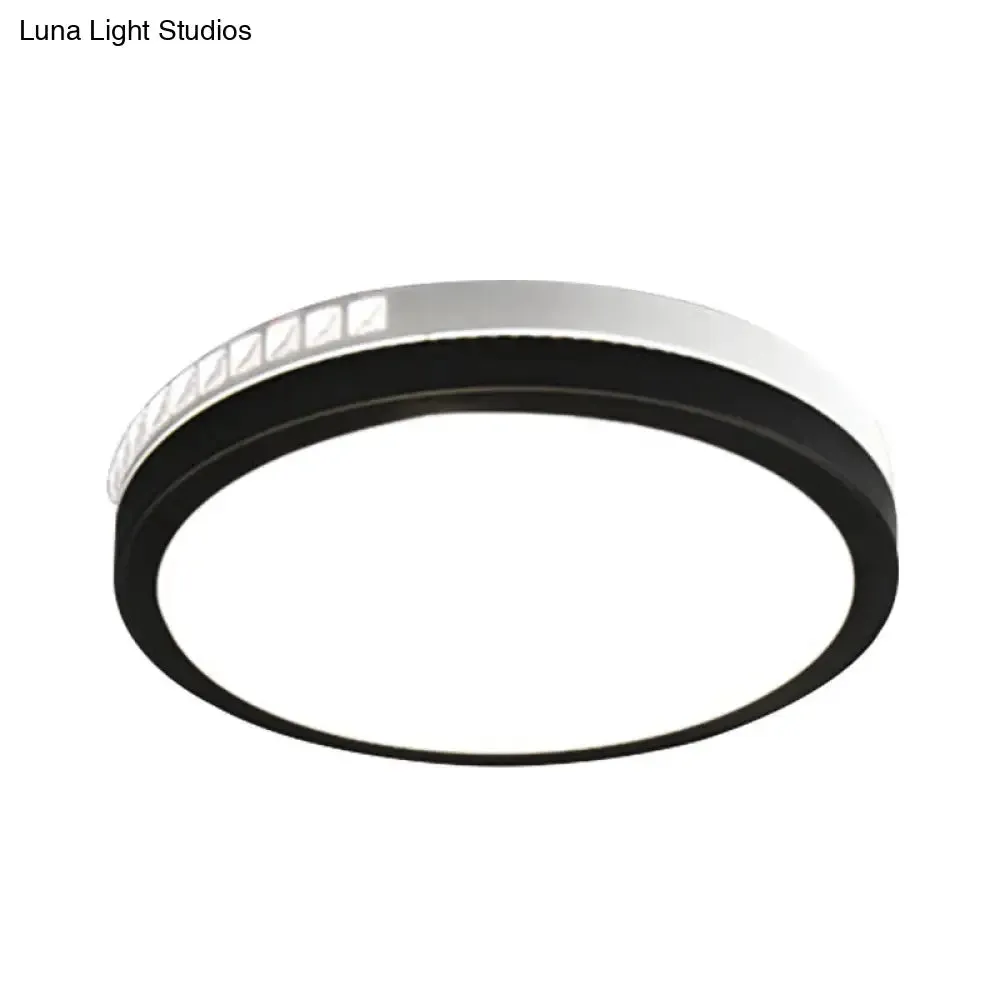 16"/19" W LED Round Flush Mount Lamp Black Crystal Ceiling Fixture with Warm/White/3 Color Light