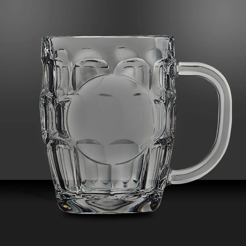 20 oz Dimpled Beer Mug with Handle and Circle Engraving Area
