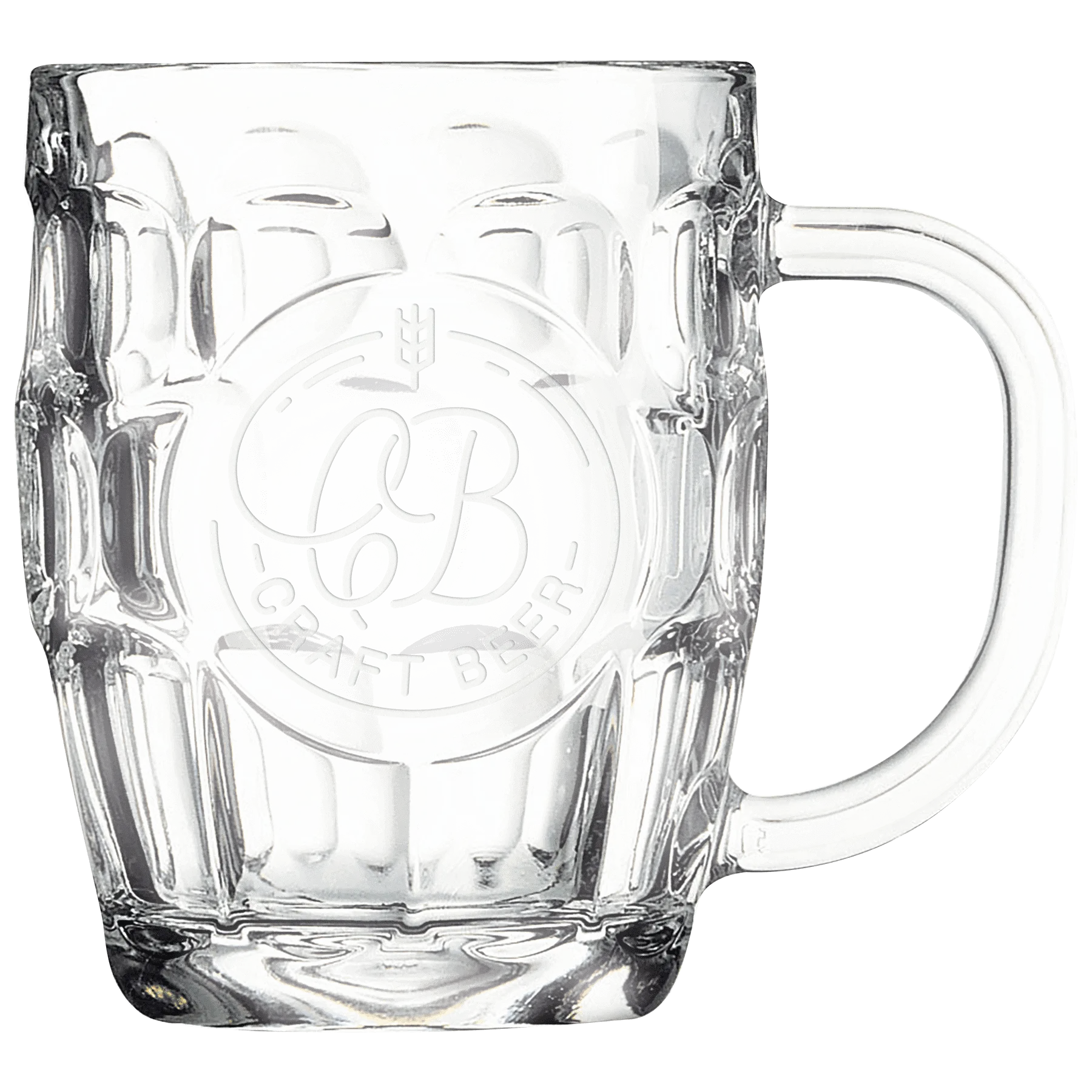 20 oz Dimpled Beer Mug with Handle and Circle Engraving Area