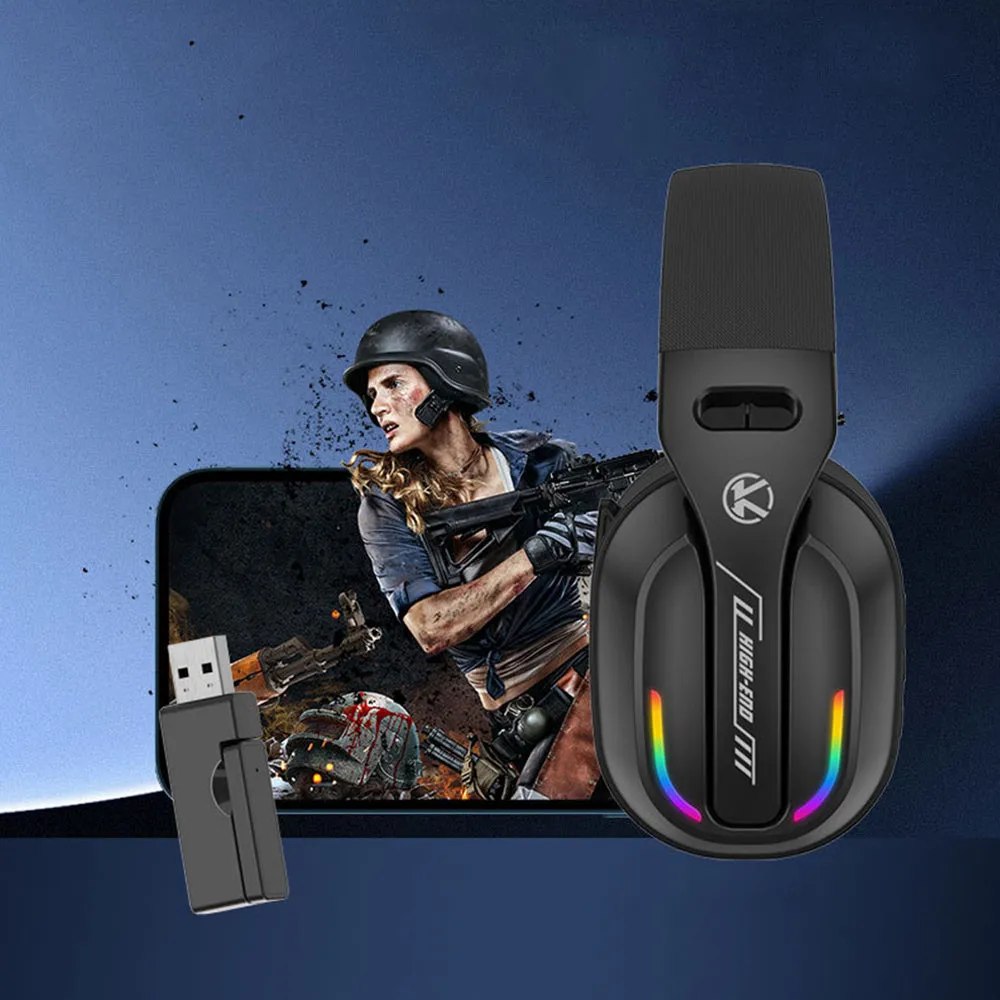 2.4GHz Wireless Gaming Headphone Bluetooth RGB Game Headset for PC Smartphone PS4/PS5 Switch