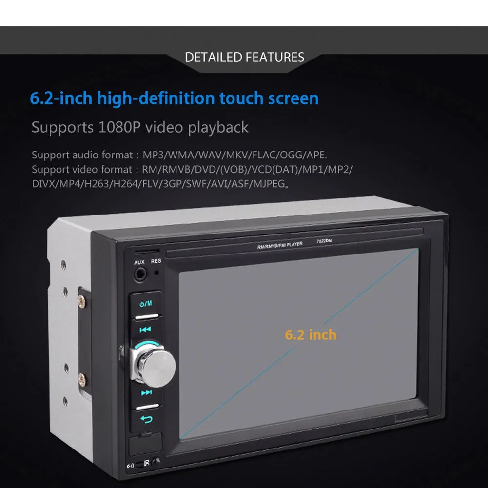 6.2-inch Dual Din Car Mp5 Player Hd Bluetooth Hands-free Call