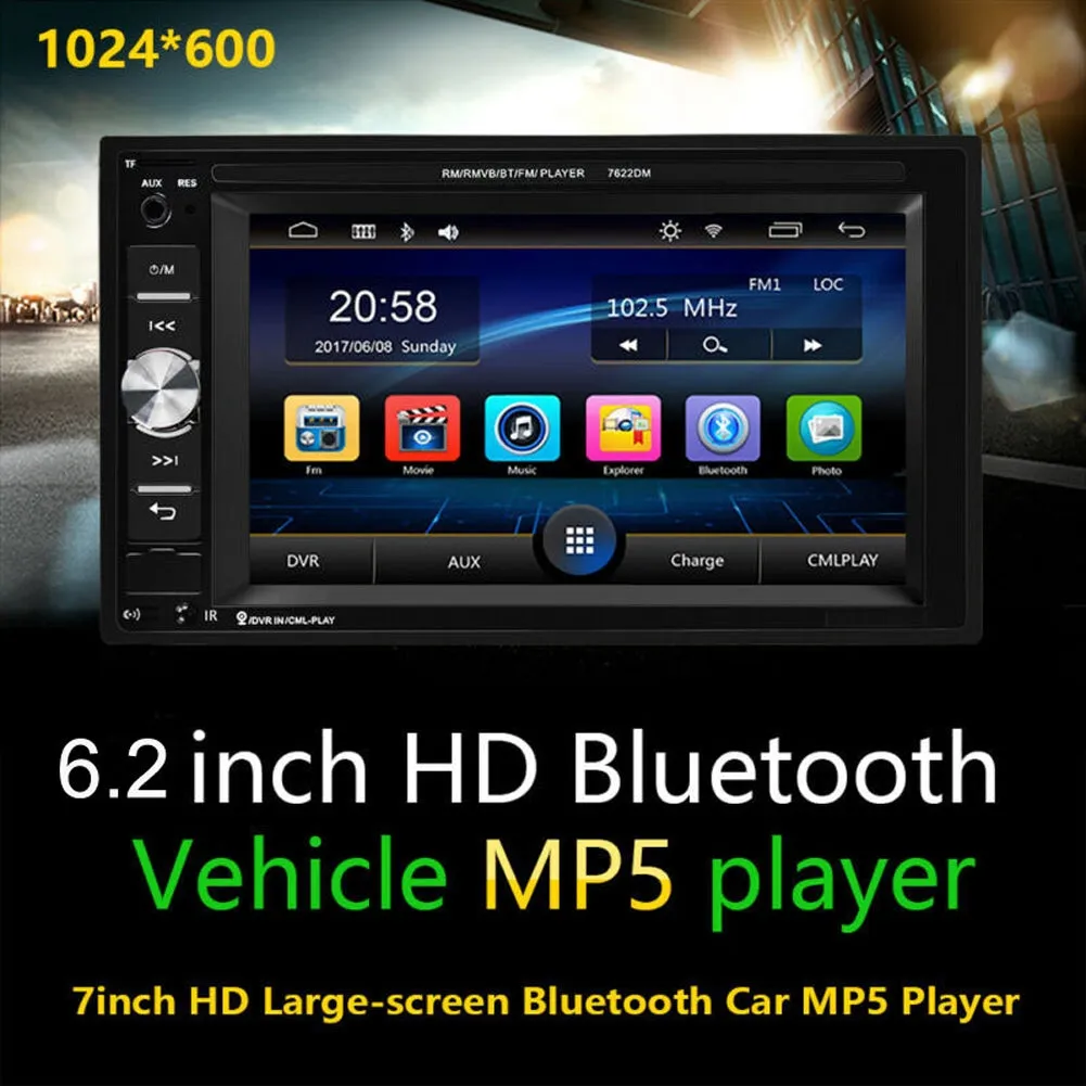 6.2-inch Dual Din Car Mp5 Player Hd Bluetooth Hands-free Call