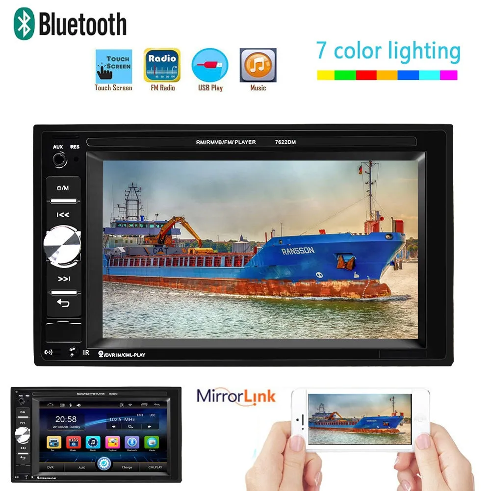 6.2-inch Dual Din Car Mp5 Player Hd Bluetooth Hands-free Call