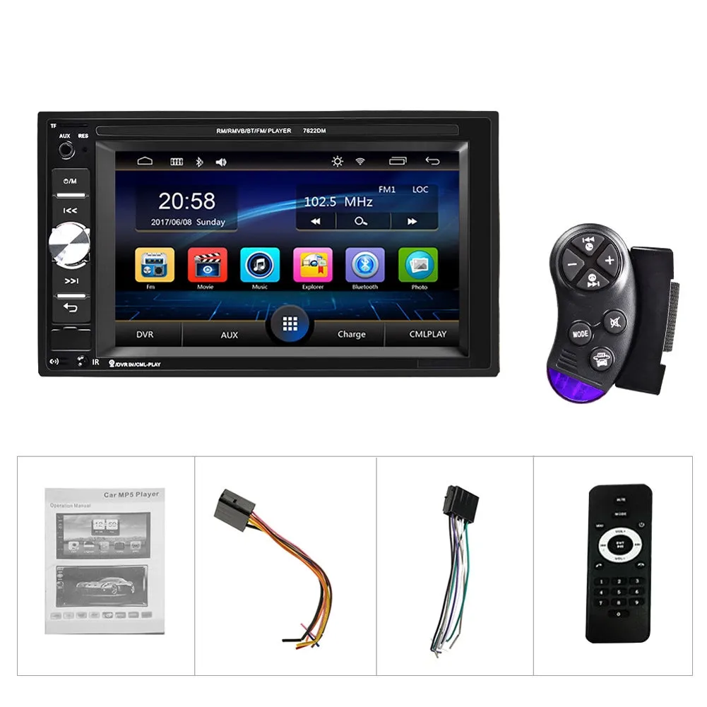 6.2-inch Dual Din Car Mp5 Player Hd Bluetooth Hands-free Call
