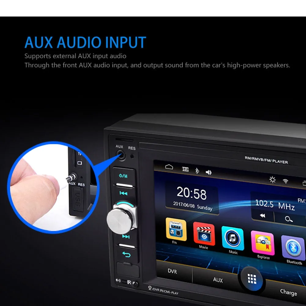 6.2-inch Dual Din Car Mp5 Player Hd Bluetooth Hands-free Call