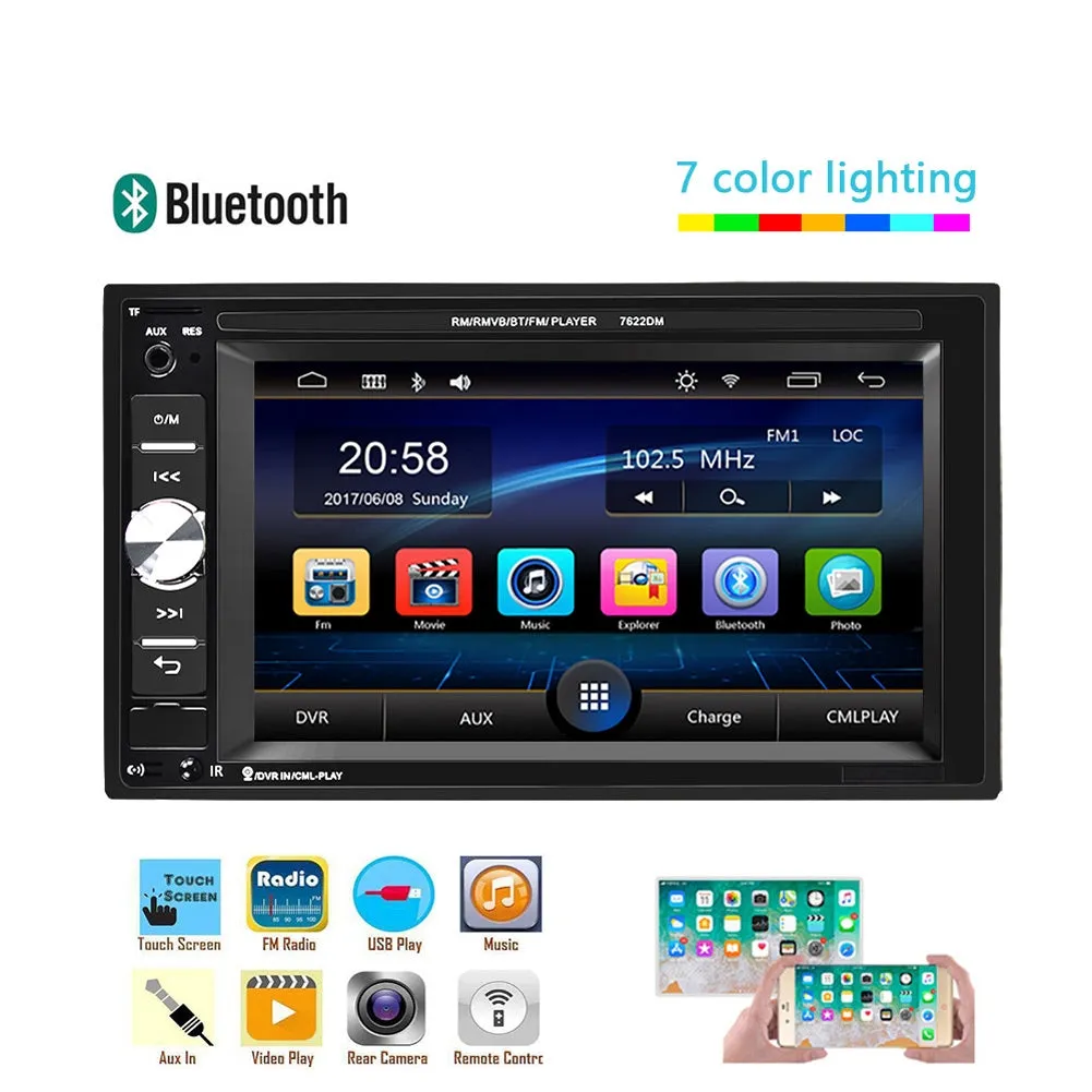 6.2-inch Dual Din Car Mp5 Player Hd Bluetooth Hands-free Call