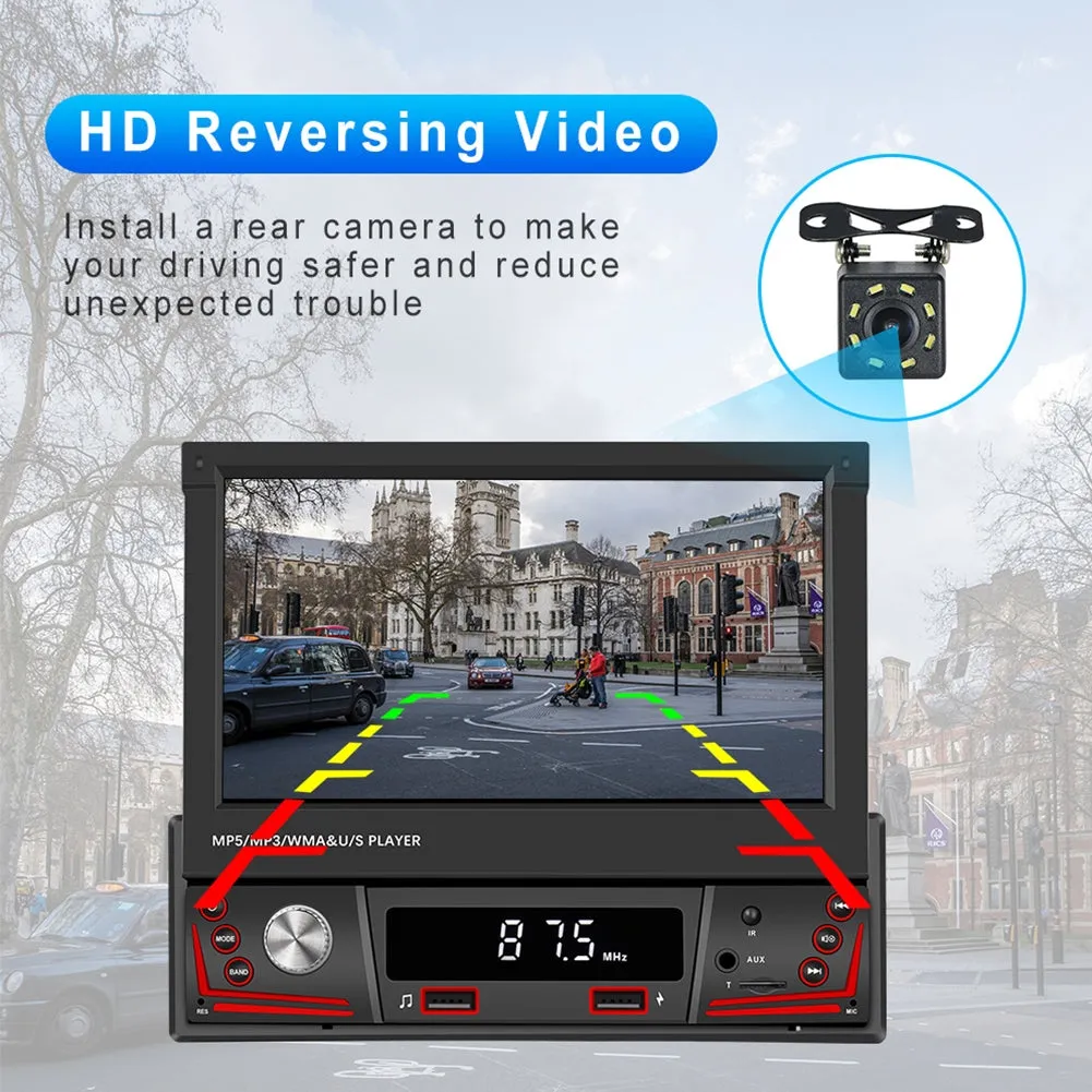 7-inch Car Multimedia Mp5 Player Retractable Screen Bluetooth