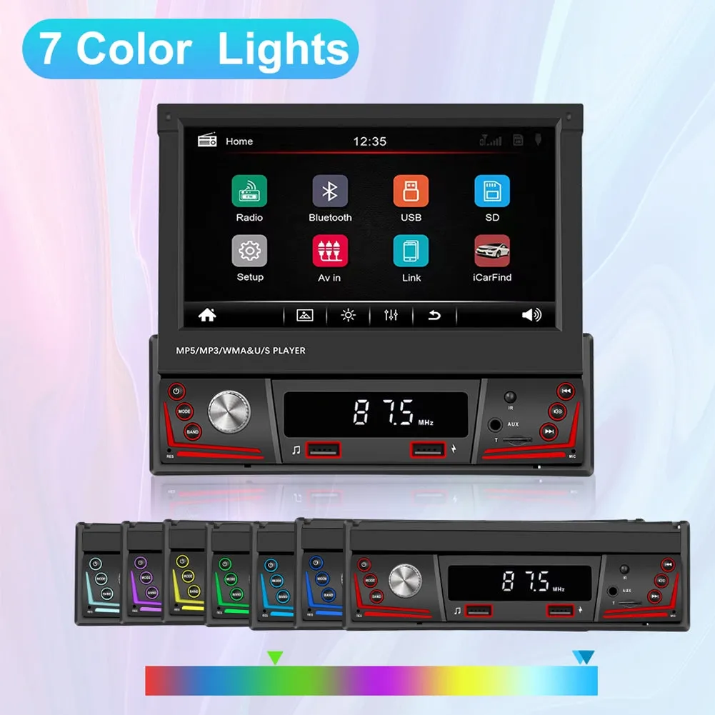 7-inch Car Multimedia Mp5 Player Retractable Screen Bluetooth