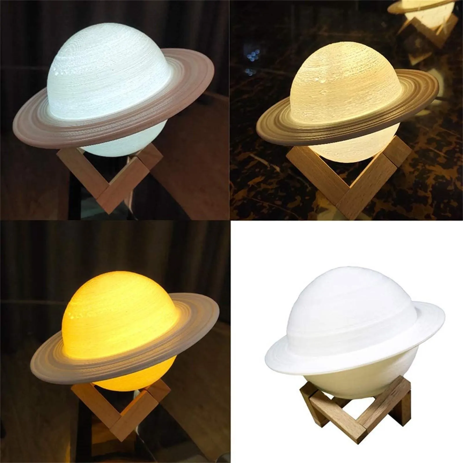 [777] Colorful LED 3D Print Saturn Lamp Saturn Night Light Lamp With Stand/Remote