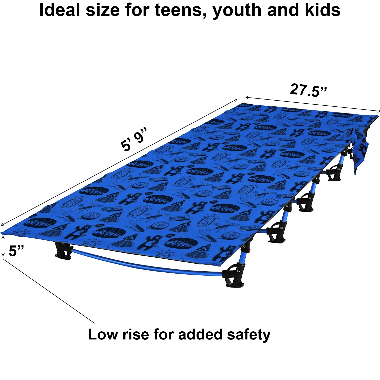 Adventure Theme Kids Camping Cot - Lightweight and Compact