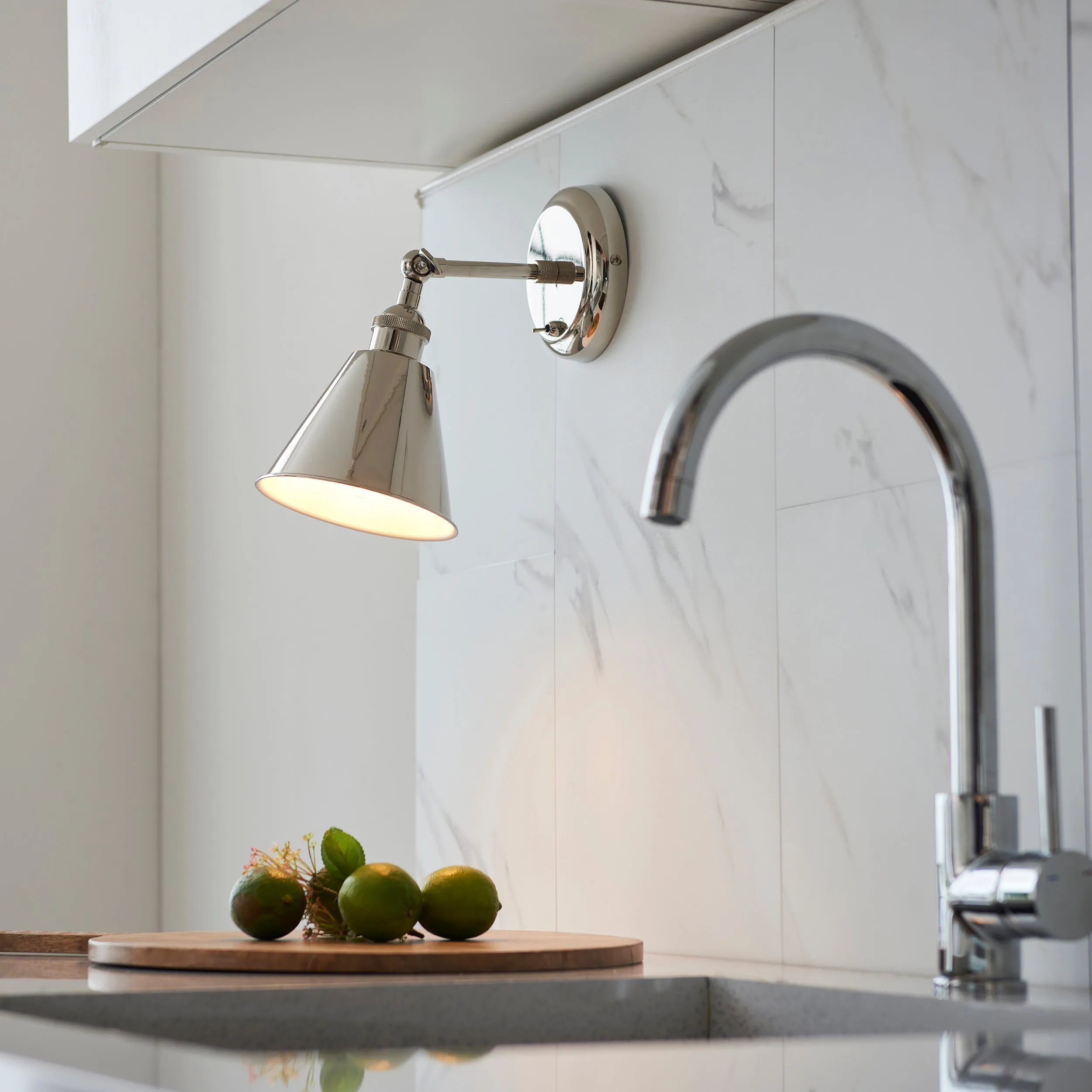 Amos Maine Wall Light Polished Nickel
