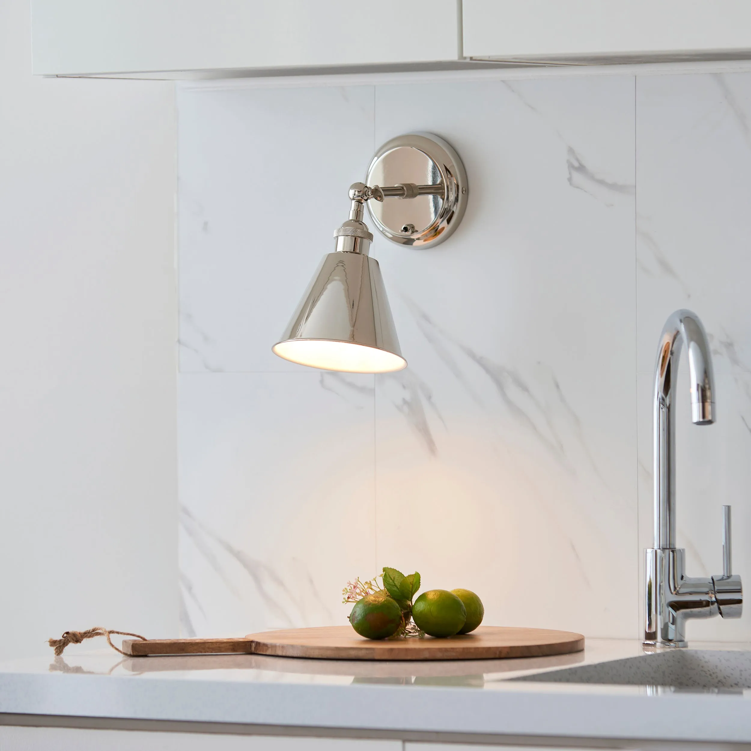 Amos Maine Wall Light Polished Nickel