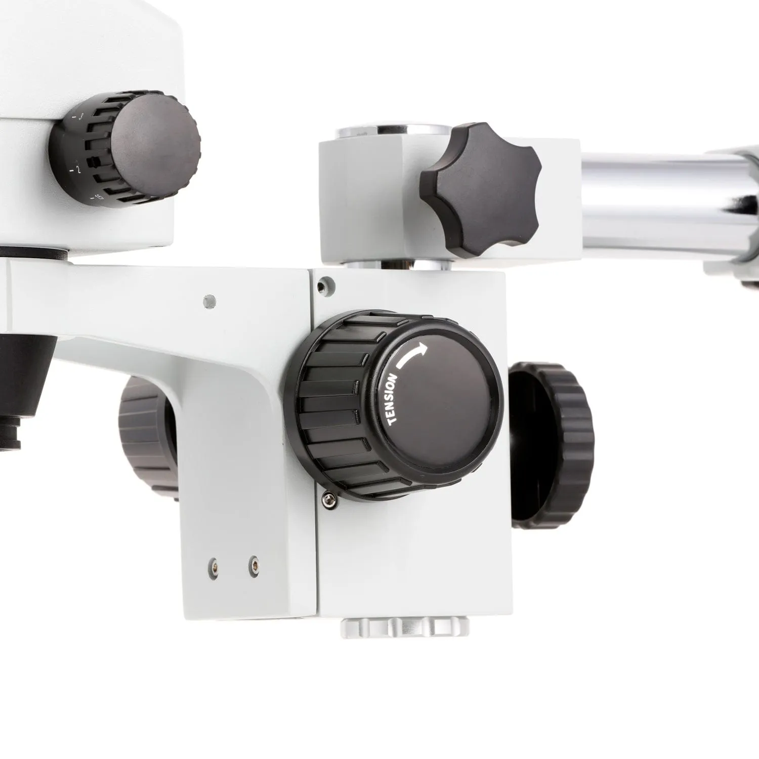 AmScope SM-3 Series Zoom Trinocular Stereo Microscope with 64 LED Compact Ring Light and Optional Digital Camera on Single Arm Boom Stand