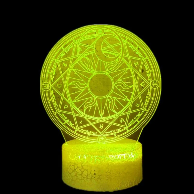 Anime Magic Card Girl Heart Series LED Night Light Magic Array Bedroom Desktop Decoration Decoration Toy Gift Sensor 3D Light