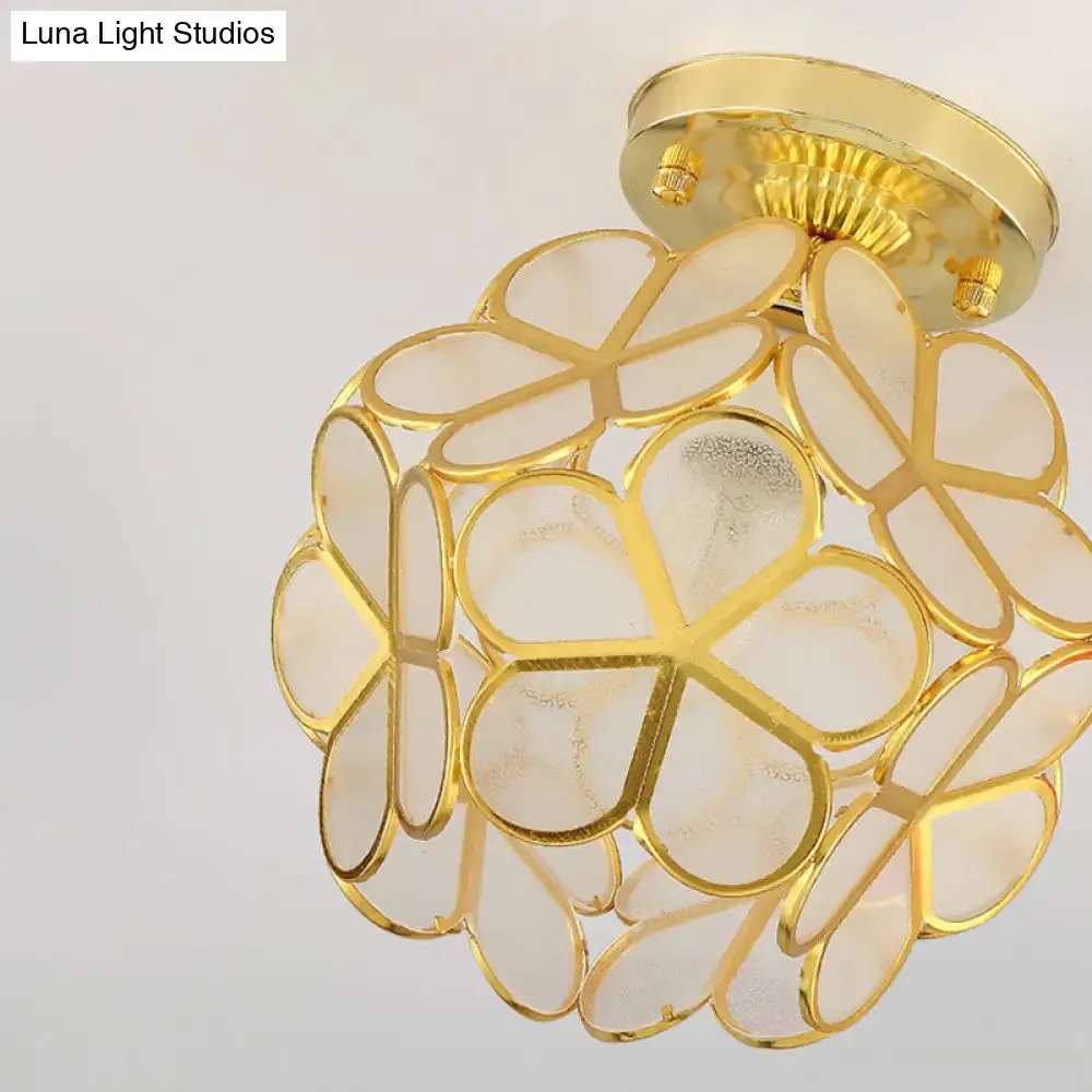 Antique Gold Colonial Style Petal Polyhedron Ceiling Light Flush-mount Lamp