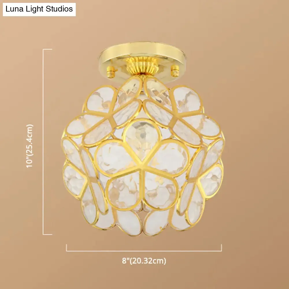 Antique Gold Colonial Style Petal Polyhedron Ceiling Light Flush-mount Lamp