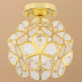 Antique Gold Colonial Style Petal Polyhedron Ceiling Light Flush-mount Lamp
