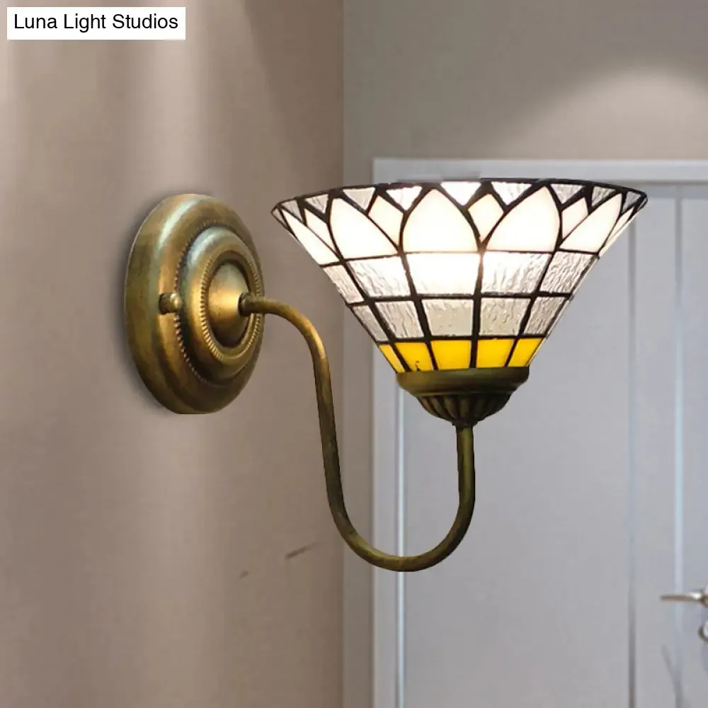 Baroque Lotus Glass Sconce Light for Hallway with Clear Dimple Glass