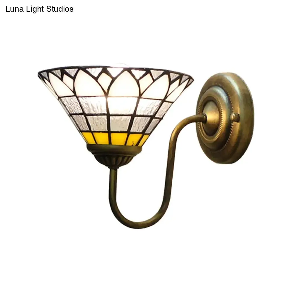 Baroque Lotus Glass Sconce Light for Hallway with Clear Dimple Glass