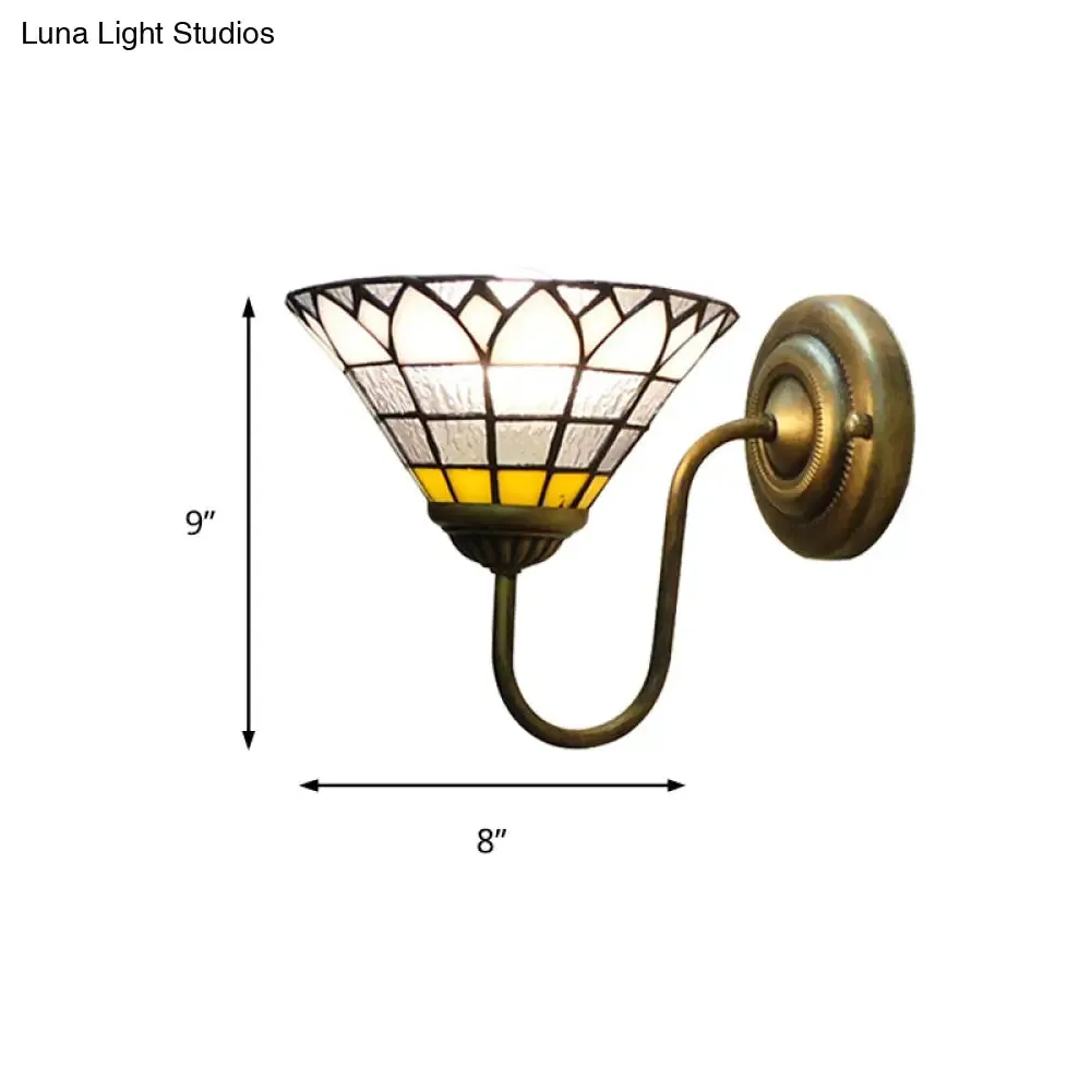 Baroque Lotus Glass Sconce Light for Hallway with Clear Dimple Glass
