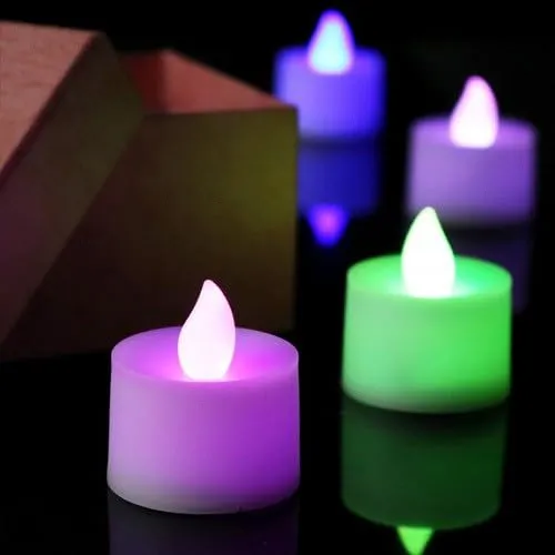 Bindian Multi Color Changing LED Tea Light Candle, Smokeless, Flame Less, Battery Operated Led Multi Color Candles Diya for Diwali Gift, Flickering LED Tealights (Multi Color, Pack of 6)