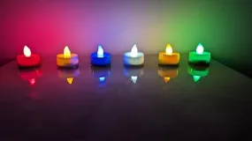 Bindian Multi Color Changing LED Tea Light Candle, Smokeless, Flame Less, Battery Operated Led Multi Color Candles Diya for Diwali Gift, Flickering LED Tealights (Multi Color, Pack of 6)