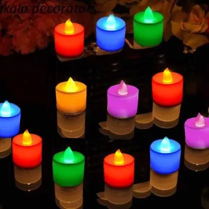 Bindian Multi Color Changing LED Tea Light Candle, Smokeless, Flame Less, Battery Operated Led Multi Color Candles Diya for Diwali Gift, Flickering LED Tealights (Multi Color, Pack of 6)