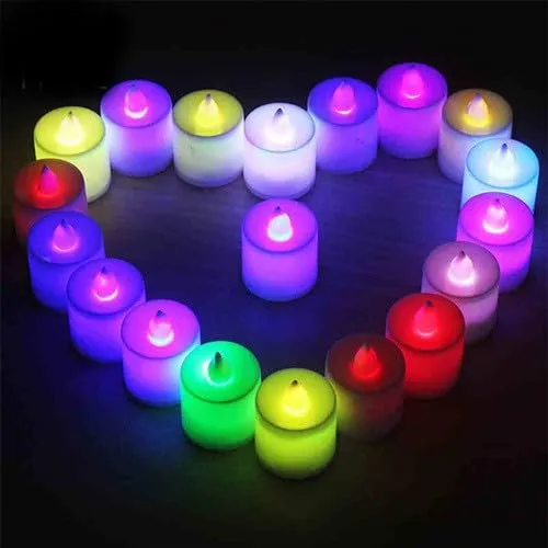 Bindian Multi Color Changing LED Tea Light Candle, Smokeless, Flame Less, Battery Operated Led Multi Color Candles Diya for Diwali Gift, Flickering LED Tealights (Multi Color, Pack of 6)