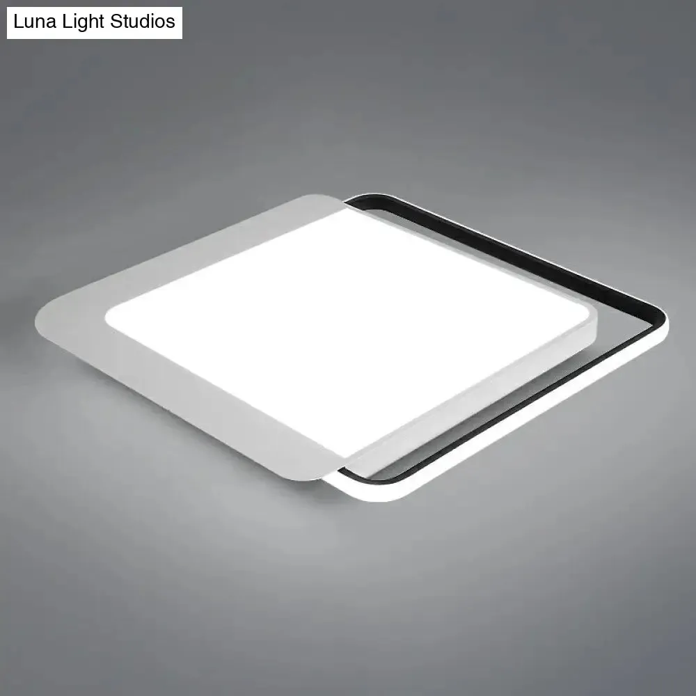 Black Square LED Flush Light with Acrylic Shade - Minimalist Ceiling Fixture