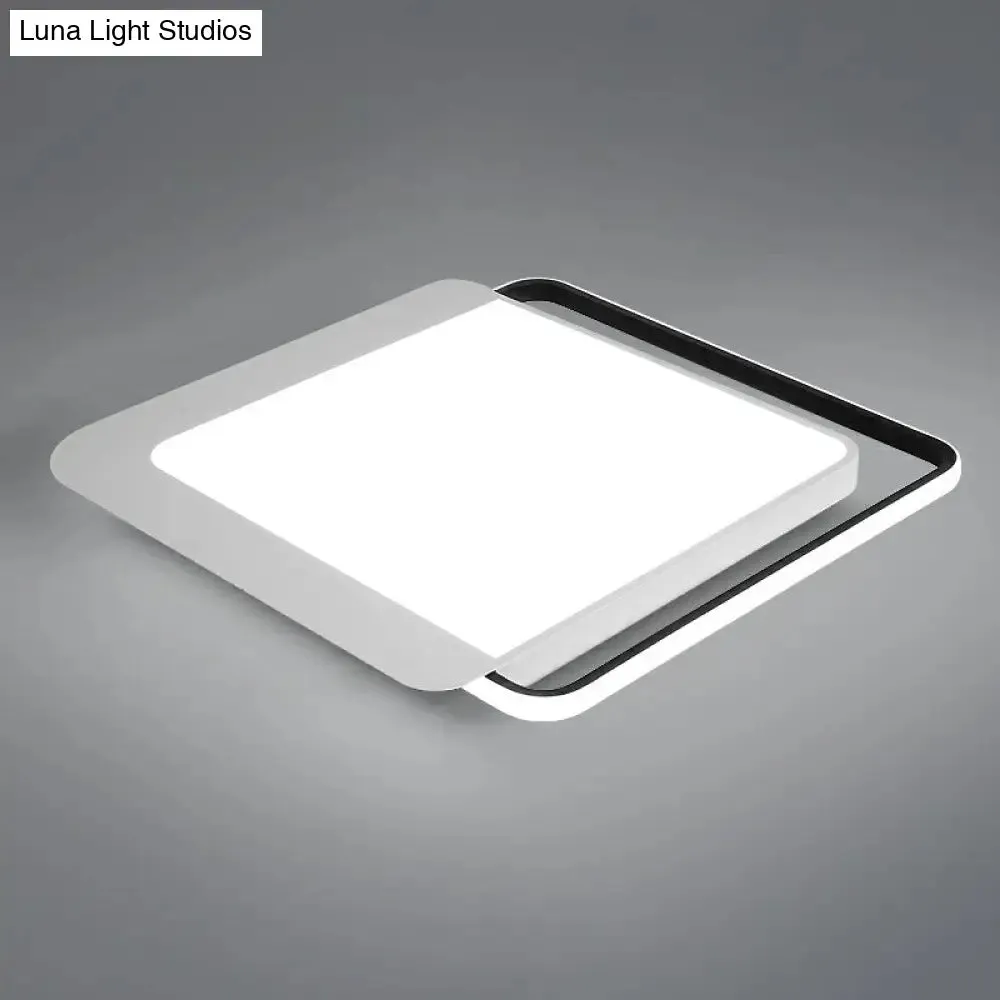 Black Square LED Flush Light with Acrylic Shade - Minimalist Ceiling Fixture