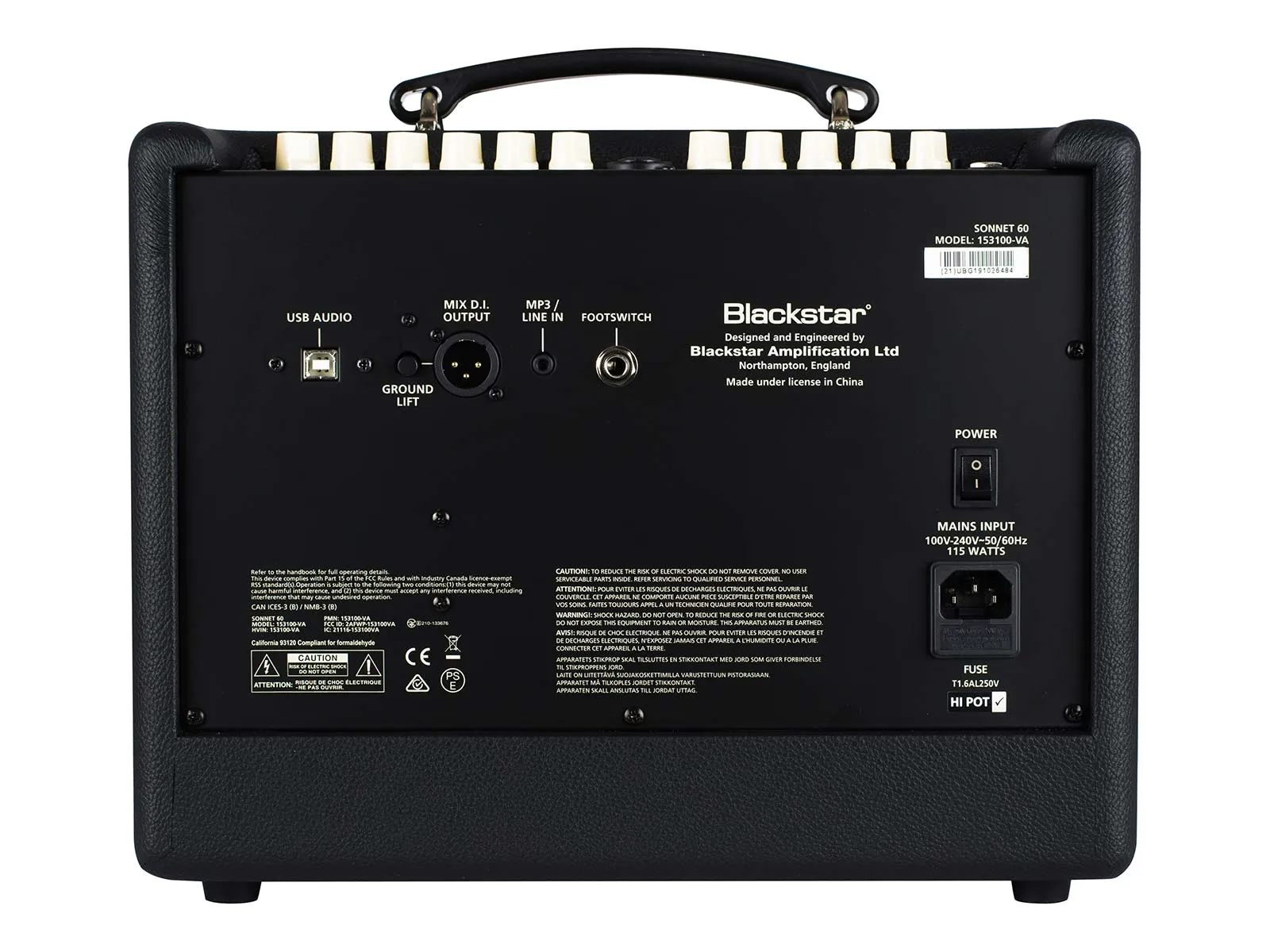Blackstar Sonnet 60 -1 x 6.5”/1 x 1” 60 Watt Black Acoustic Guitar Combo Amplifier