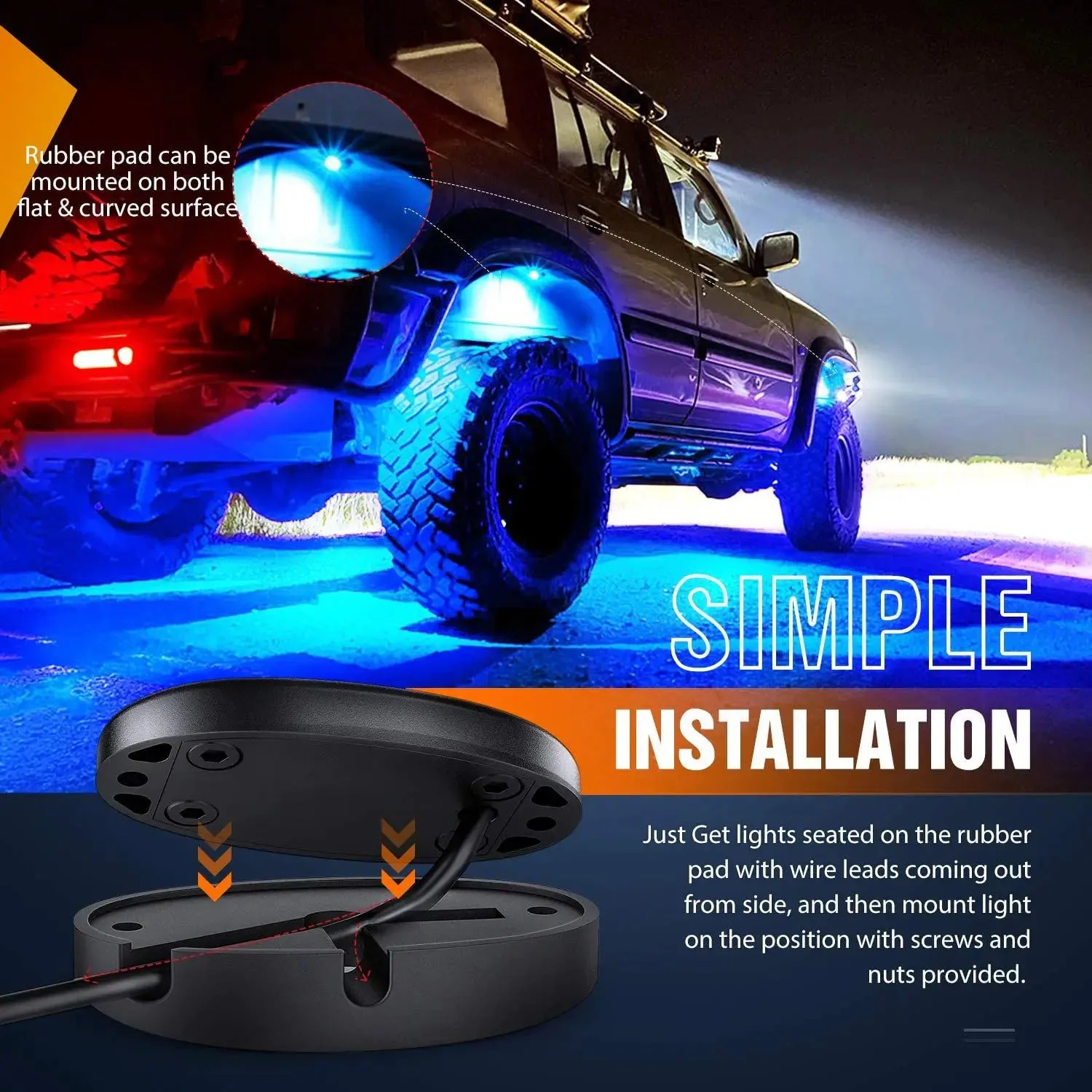 Blue LED Rock Lights (6 Pcs)