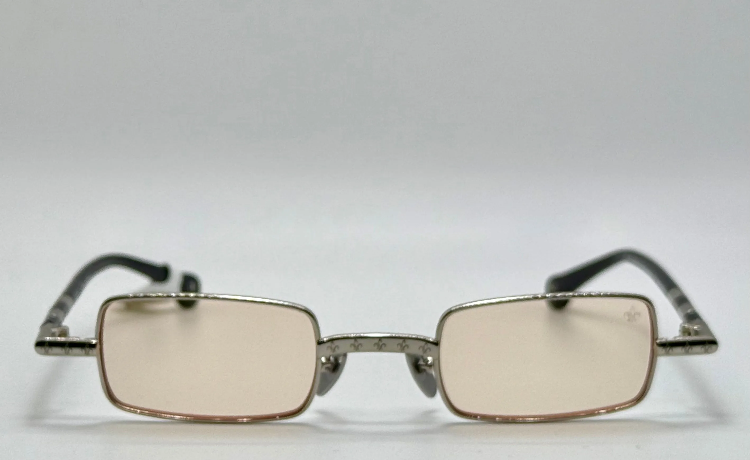 Brand New Philippe V X2 Titanium Rectangle Glasses | Yellow Lenses | Mirrored Silver Clip-On | Made in Japan