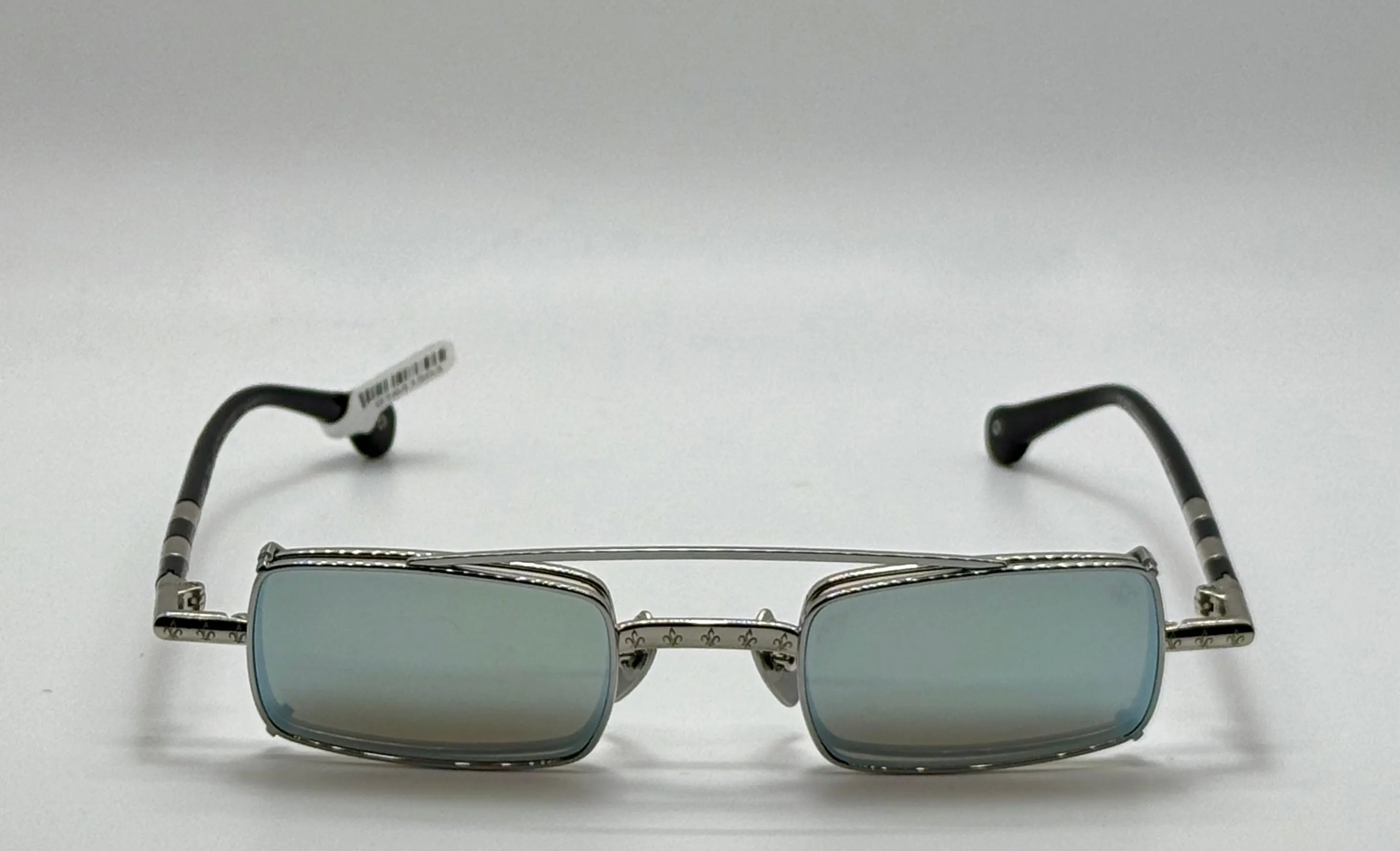 Brand New Philippe V X2 Titanium Rectangle Glasses | Yellow Lenses | Mirrored Silver Clip-On | Made in Japan