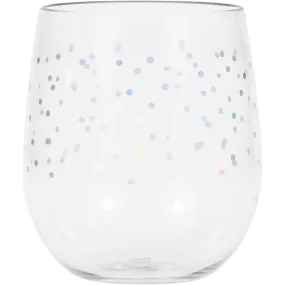 Bulk Iridescent Dots 14 oz Plastic Stemless Wine Glasses by Elise (6 per Case)