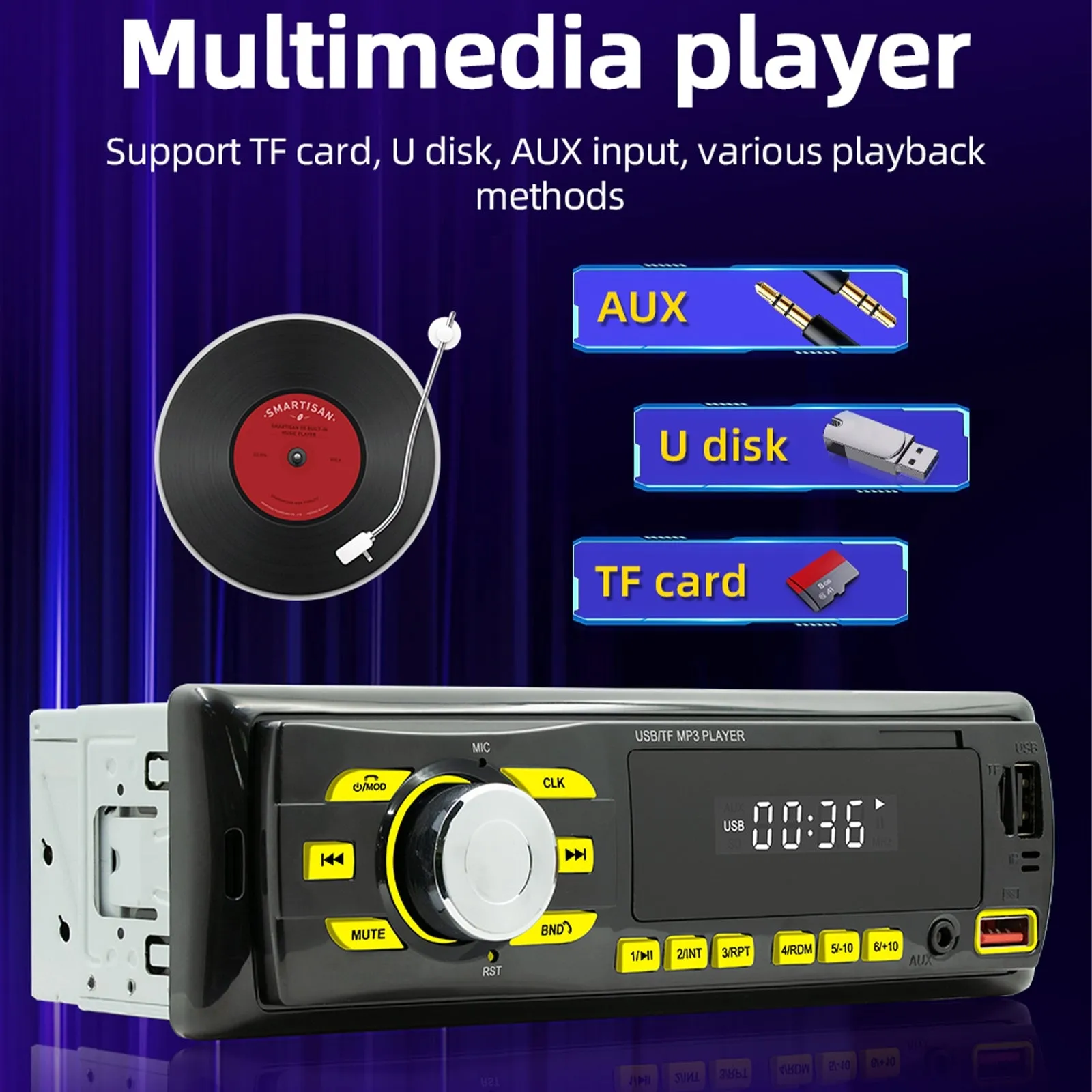 Car Mp3 Player with Bluetooth  5.0 Intelligent Voice Assistant