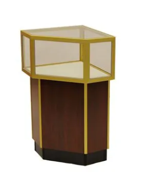 Cherry Small Corner Display Case with Gold MM-JDCUSGOLD