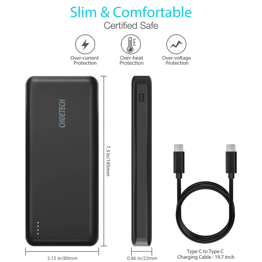 CHOETECH 20000mAh USB-C PD 45W PowerBank