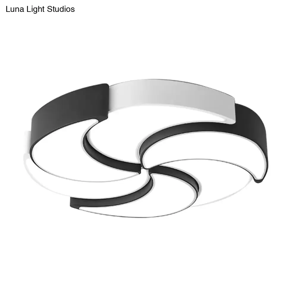 Contemporary Acrylic Flush Mount LED Ceiling Light with Windmill Design - Circular, Black & White - 19.5"/23.5"/31" W - Warm/White Light