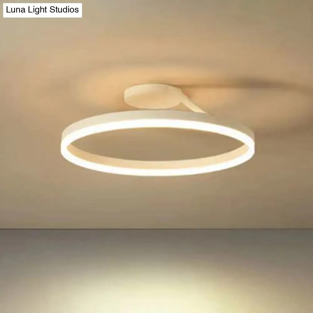 Contemporary Metal Ceiling Light Fixtures for Bedroom - Circular Semi Flush Mount Lighting