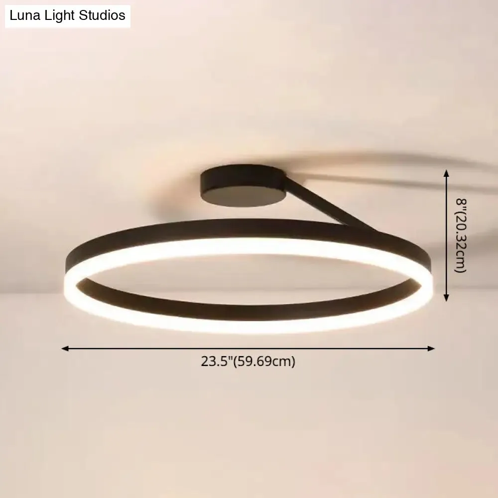 Contemporary Metal Ceiling Light Fixtures for Bedroom - Circular Semi Flush Mount Lighting