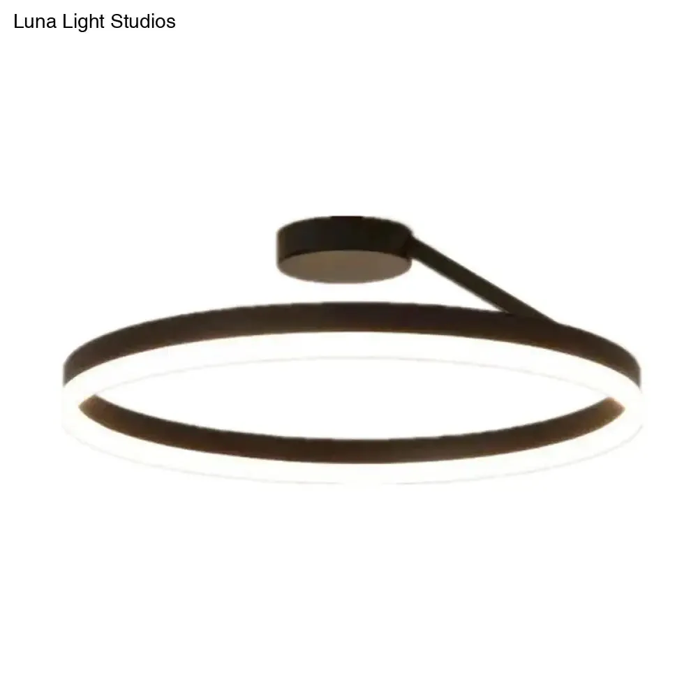 Contemporary Metal Ceiling Light Fixtures for Bedroom - Circular Semi Flush Mount Lighting