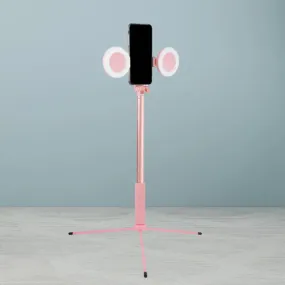 Contemporary Style Pink LED Fill Light with USB Port - Round Iron Make-Up Lighting