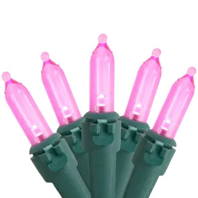 cozy 100ct LED Mini Christmas Lights Green - 33' Green Wire Pink