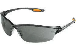 Crews Law 2 Safety Glasses With Smoke Frame, Gray Polycarbonate Duramass Scratch-Resistant Lens, TPR Nose Pad And Orange Temple Inserts