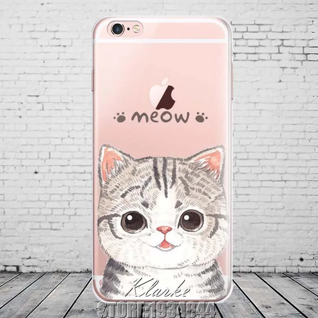 Cute Cat with Glasses Pattern Case Cover For iphone 6 6S 5 5s se 7 7PlusTransparent Soft Silicone Cell Phone Cases