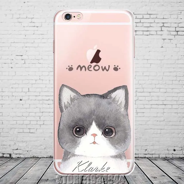 Cute Cat with Glasses Pattern Case Cover For iphone 6 6S 5 5s se 7 7PlusTransparent Soft Silicone Cell Phone Cases