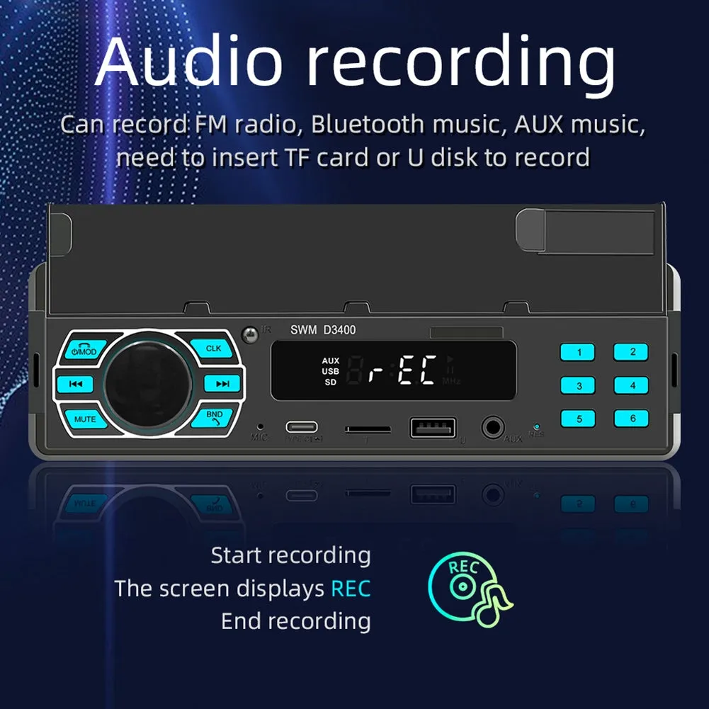D3400 Car Stereo Multimedia MP3 Player AUX Hands-Free Calling Car